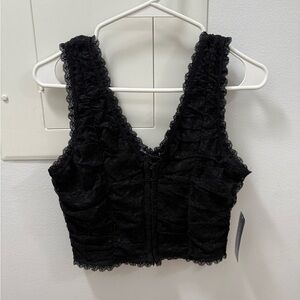 Black Lace Cropped Top